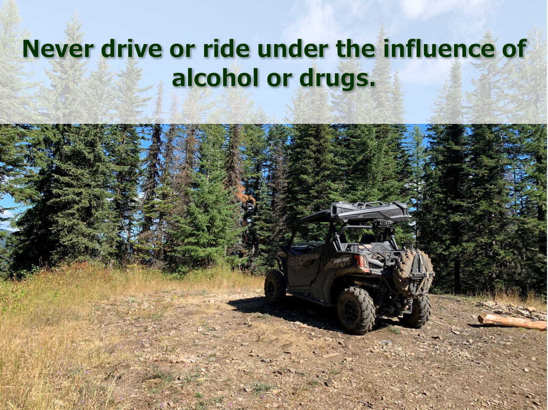 Never drive or ride under the influence of alcohol or drugs.
