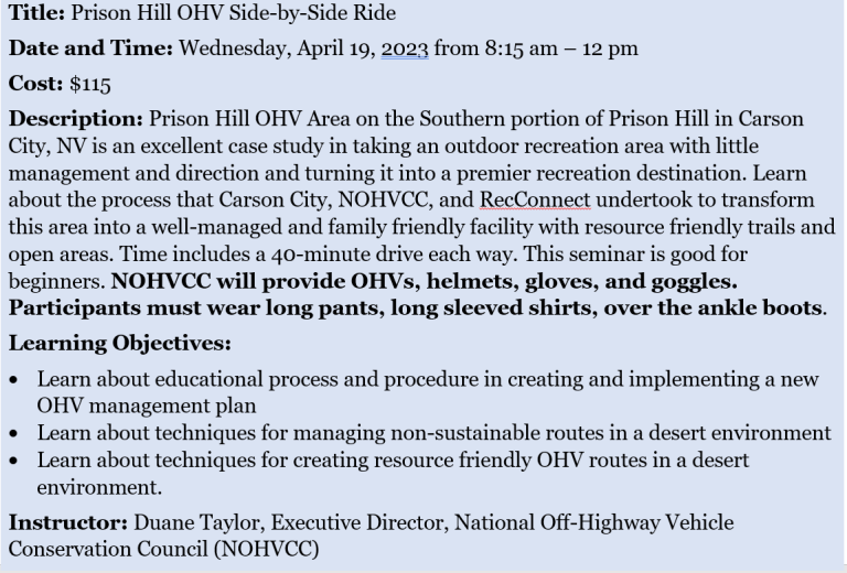 Attending The International Trails Summit? Visit Prison Hill OHV Area